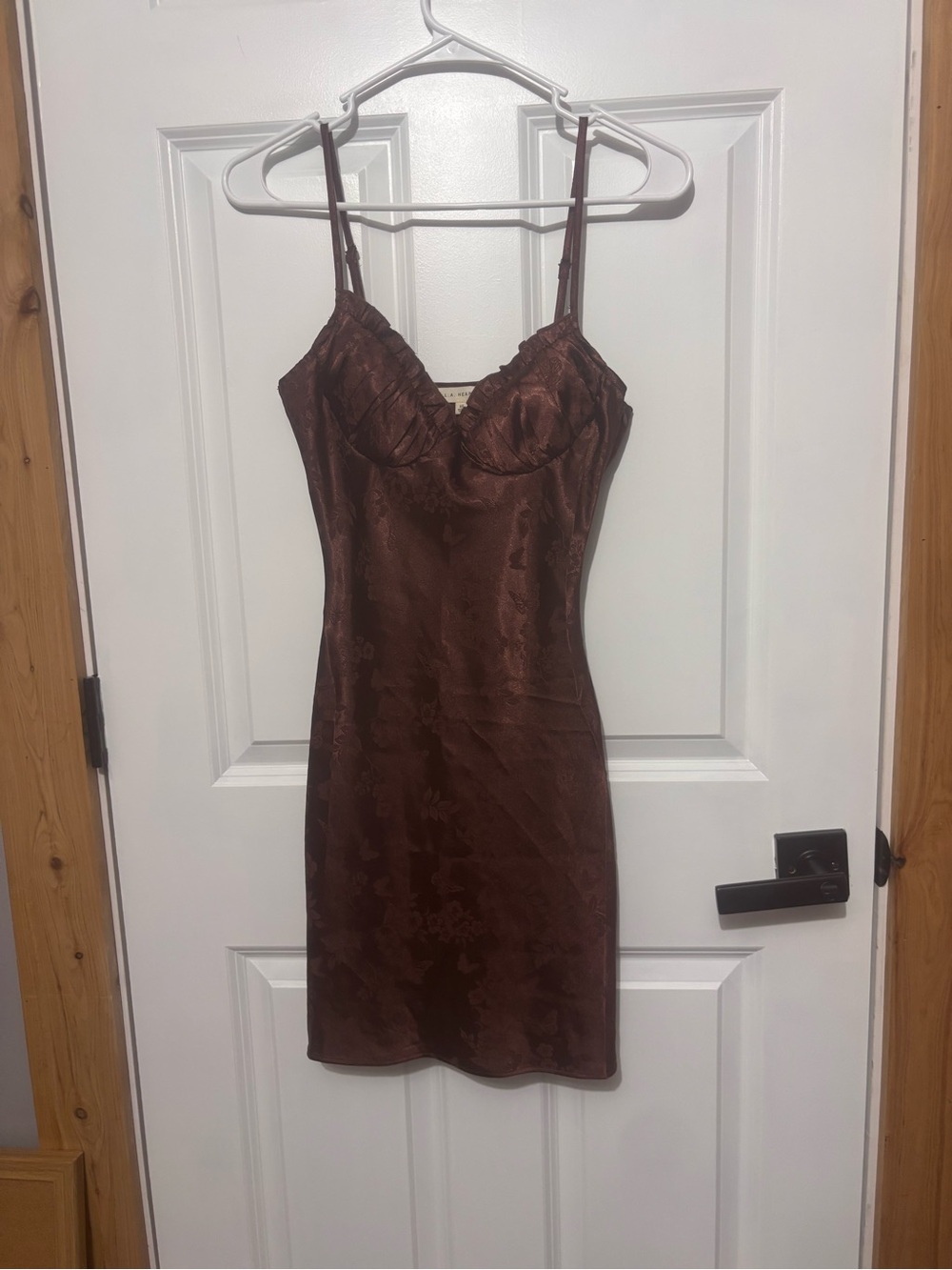 La Hearts Brown Satin Slip Dress
